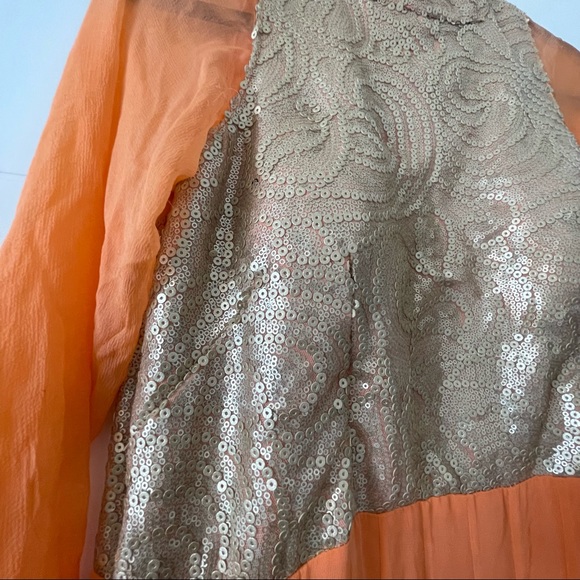 Peach Gold Chiffon Gown size M - Picture 6 of 7